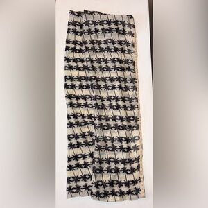 Sheer Palm Tree Print Infinity Scarf Black on Cream with neon border